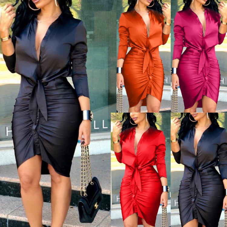 Robe Midi Élégante à Manches Longues en Dentelle