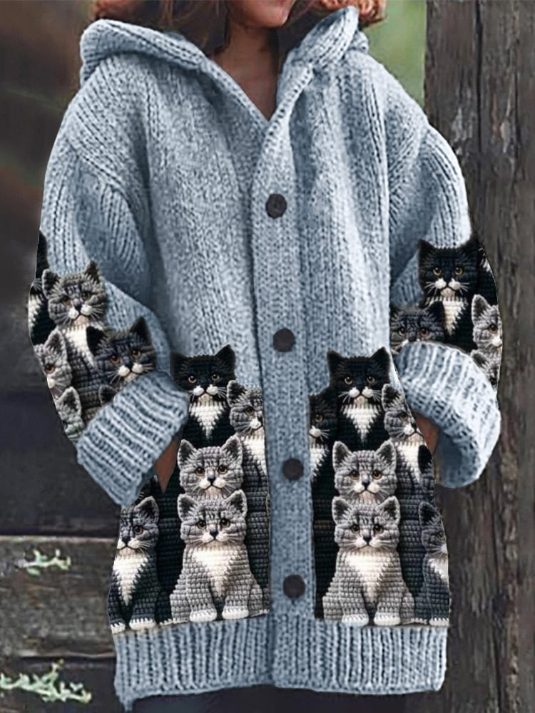 Manteau à Capuche Motif Félin