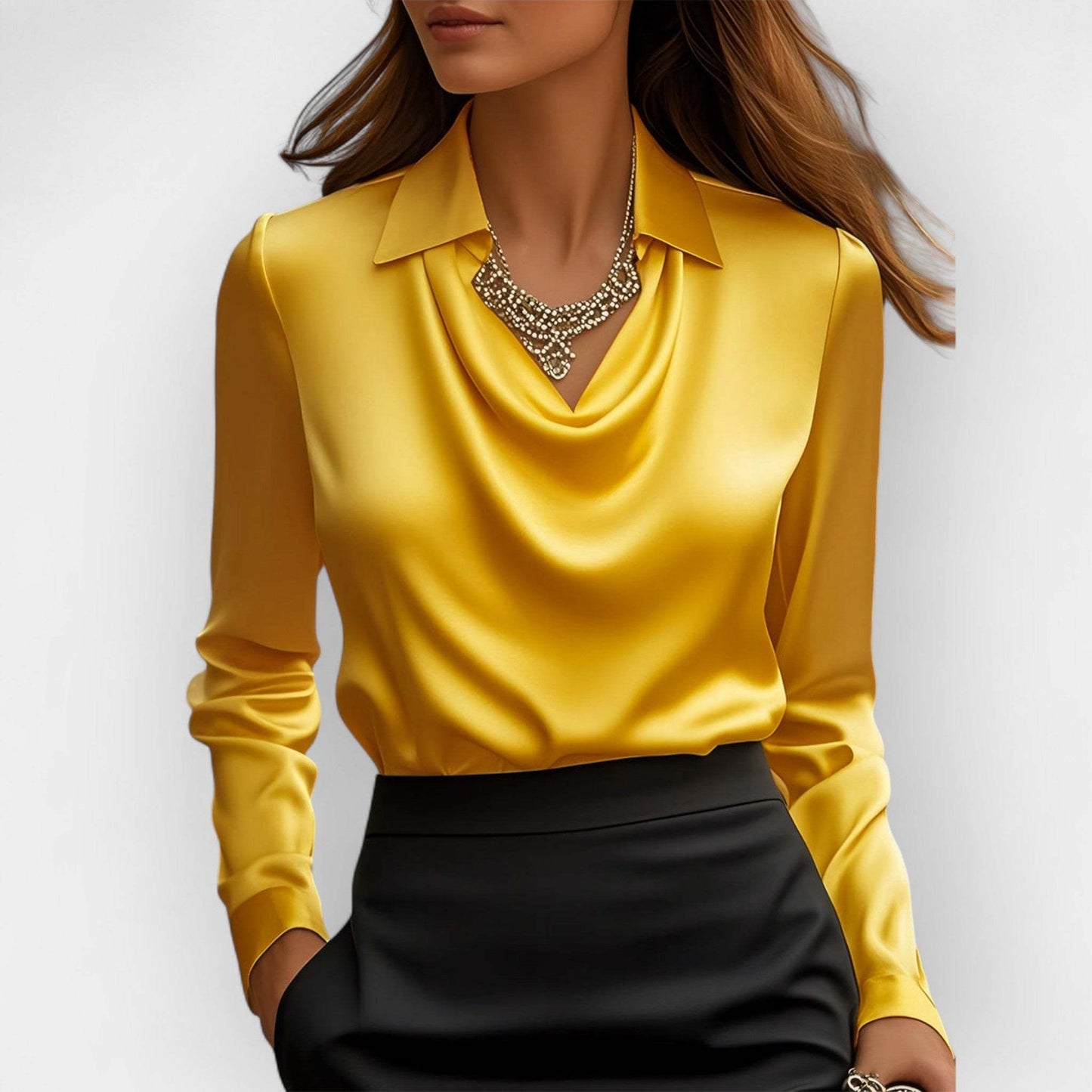 PERLA | Blouse avec éclat luxueux et col à plis