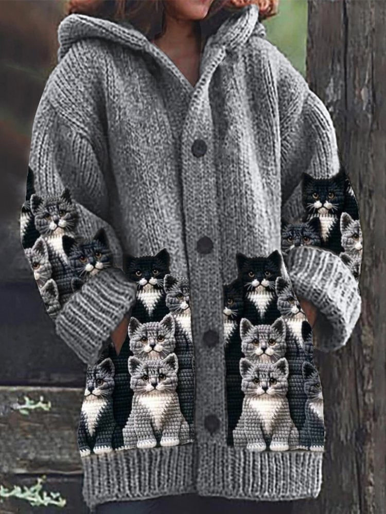 Manteau à Capuche Motif Félin