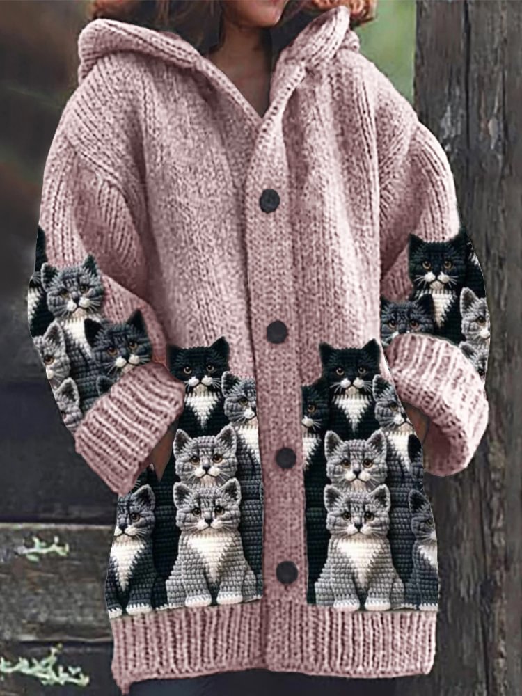 Manteau à Capuche Motif Félin