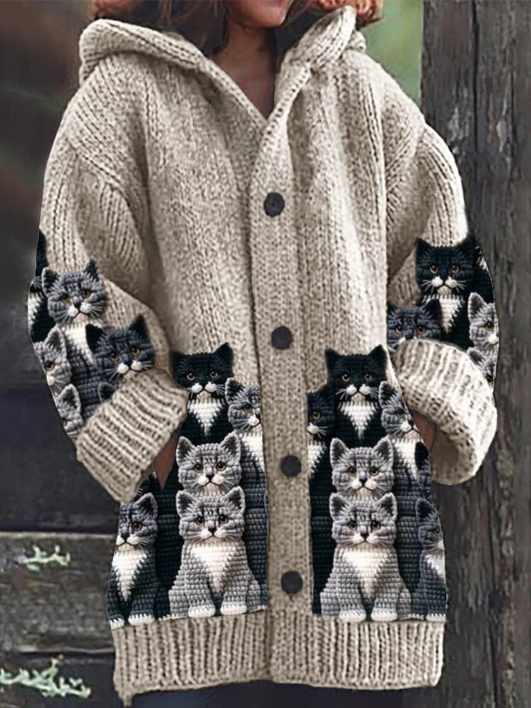 Manteau à Capuche Motif Félin