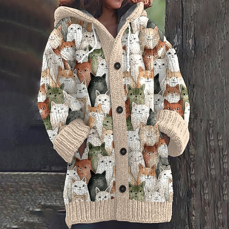 Manteau à Capuche Motif Félin