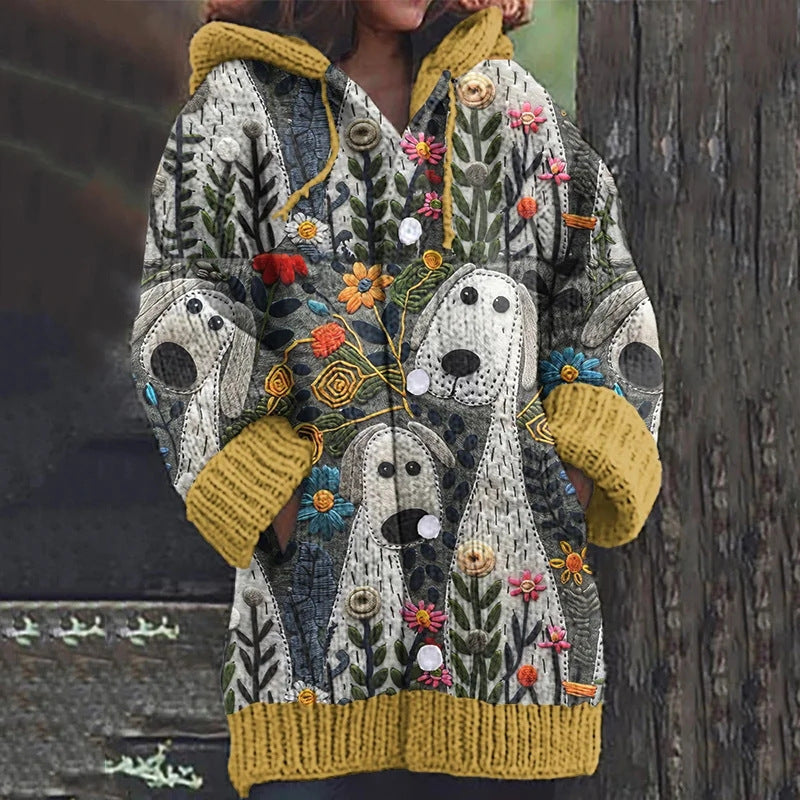 Manteau à Capuche Motif Félin