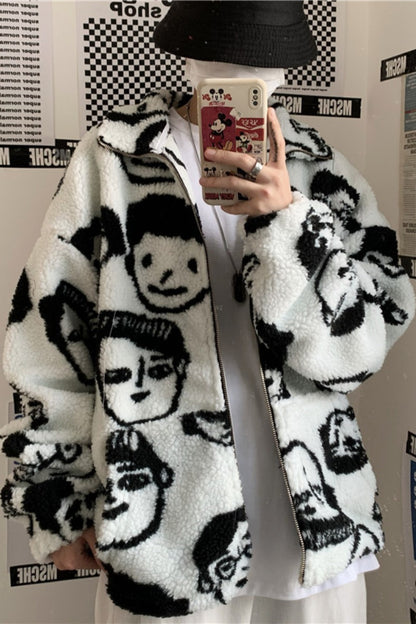 Manteau D'hiver En Laine Imprimé Drôle Et Mignon