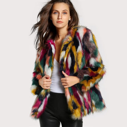 Manteau En Fausse Fourrure Coloré élégant