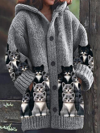 Manteau à Capuche Motif Félin