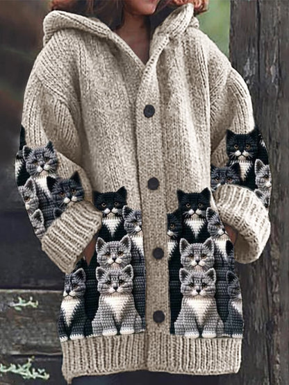 Manteau à Capuche Motif Félin