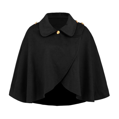 Manteau Cape en Laine Uni et Élégant