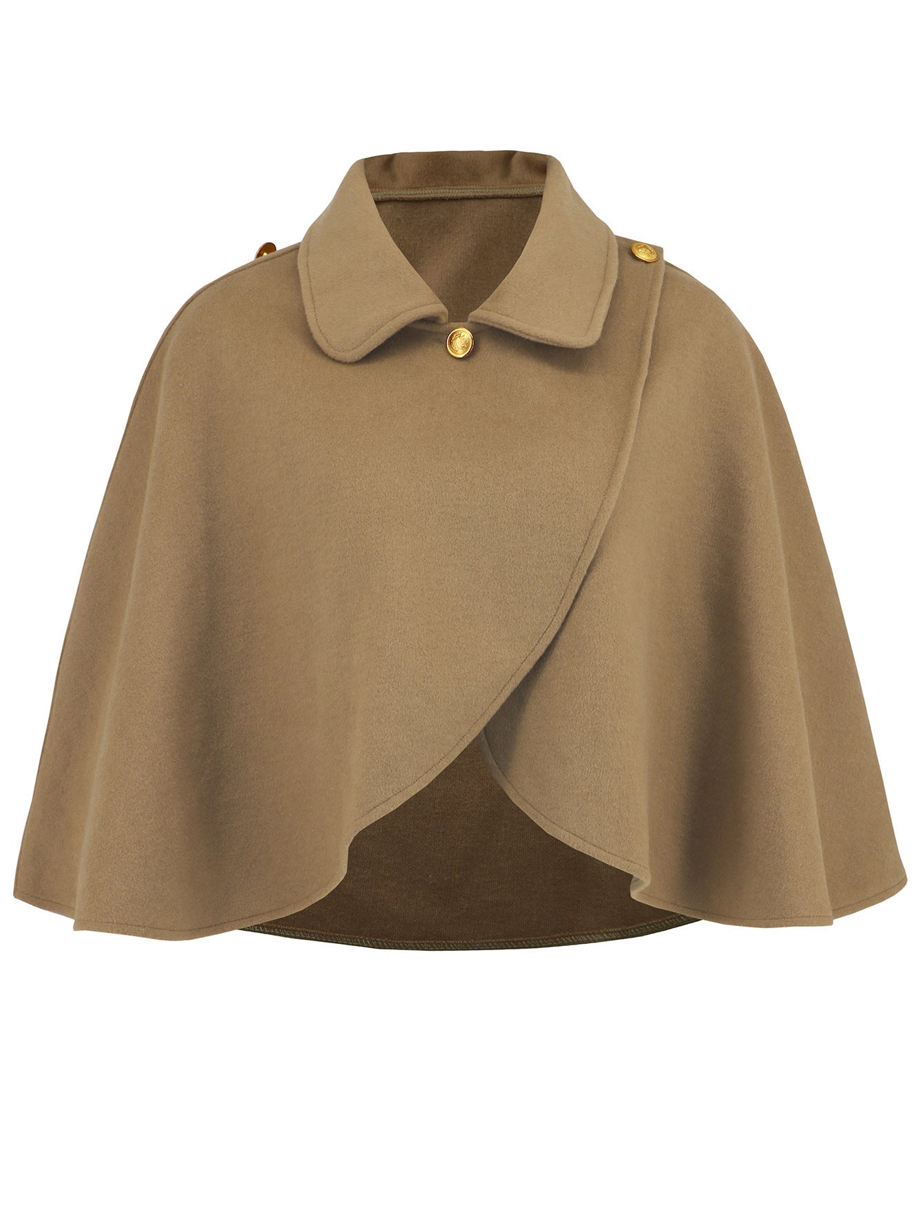 Manteau Cape en Laine Uni et Élégant