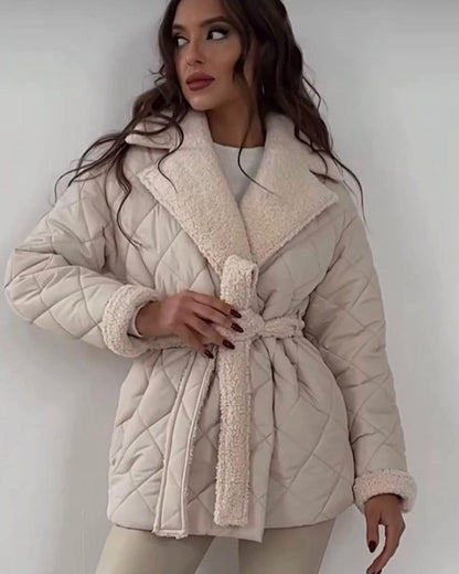 Manteau à Carreaux à Revers d'Hiver à La Mode