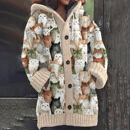 Manteau à Capuche Motif Félin
